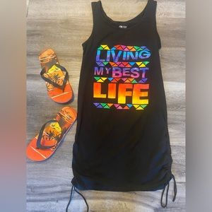 Great summer/spring dress. One size fits all.